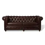 Chesterfield Genuine Leather Three Seater Sofa Cognac